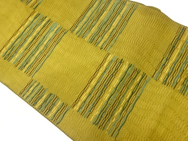 JAPANESE NAGOYA OBI / PULP CLOTH / WOVEN ABSTRACT CHECKERED